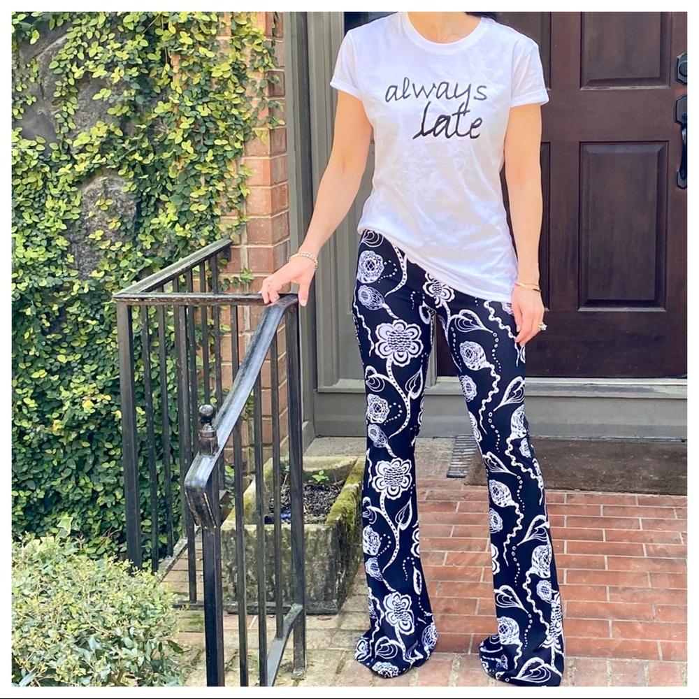 Retro print Fabulous wide leg bell flare pants - Picture 2 of 8